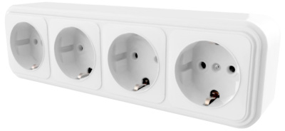 Розетка 4-местная с заземляющим контактом, 250В, 16А, IP20, PST16-61-20 (RA 16-466-Б), белый STEKKER фото 1