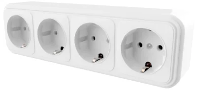 Розетка 4-местная с заземляющим контактом, 250В, 16А, IP20, PST16-61-20 (RA 16-466-Б), белый STEKKER фото 1