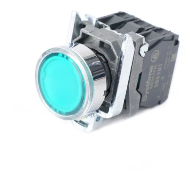 Кнопка SB4 с подсветкой в сборе модульная 22мм зеленая металл 24ВDC 1НО+1НЗ SB4BW33 Systeme Electric фото 1