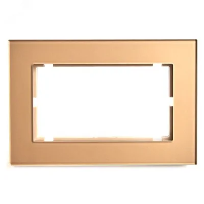 Рамка 2-местная (без перемычки), стекло, серия Катрин, GFR00-7012-08, золото STEKKER 49042 фото 1