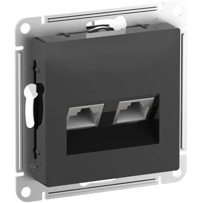 Розетка компьютерная 2xRJ45 Cat.6, скрытый монтаж, карбон Systeme Electric ATN001088 фото 1