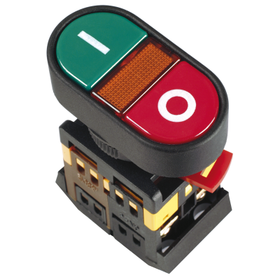 Кнопка APВВ-22N "I-O" d22мм неон/240В 1з+1р IEK BBD10-APBB-K51 фото 1