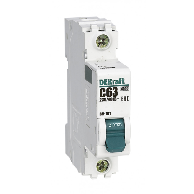 Авт. выкл. 1Р 63А х-ка C ВА-101 4,5кА DEKraft 11060DEK фото 1