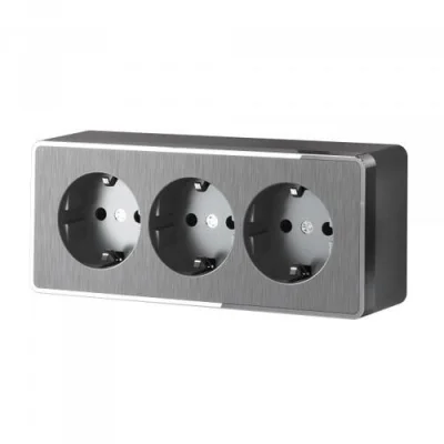 Розетка тройная с заземлением и шторками Gallant (графит рифленый) W5073104 Werkel a052595 фото 1