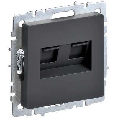 BRITE Роз. двойная RJ11+RJ45 кат.5E РК/Т12-БрГ граф. IEK BR-KT20-O-1-K53 фото 1