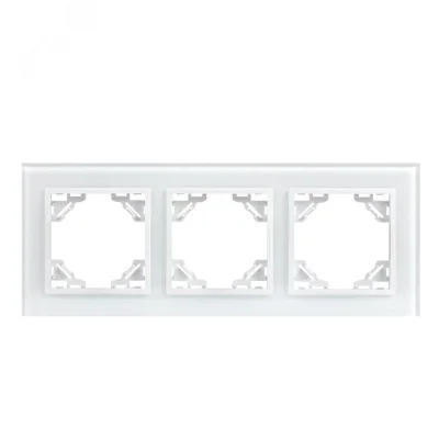 Минск Рамка 3-местная стеклянная белая EKF ERM-G-403-10 фото 1