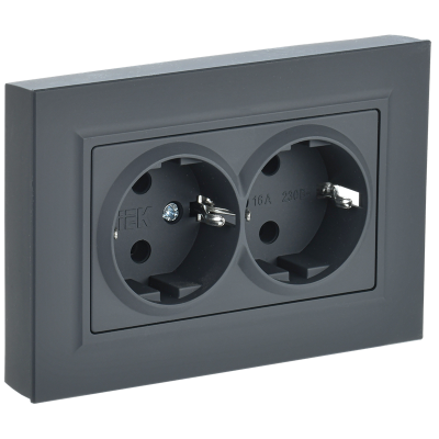 BRITE Роз. 2-я с з/к без з/ш 16А в сб. РС12-3-БрГ граф. IEK BR-R21-16-K53-F фото 1