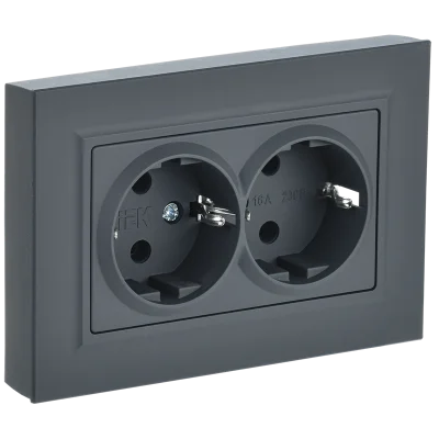 BRITE Роз. 2-я с з/к без з/ш 16А в сб. РС12-3-БрГ граф. IEK BR-R21-16-K53-F фото 1