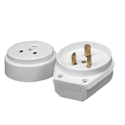 Разъем РШ-ВШ 32А 250В 2P+PE (ОУ) пластиковый бел. PROxima EKF AS-250-O-01 фото 1