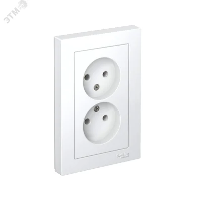 Розетка ATLASDESIGN двойная без заземления 16А в сборе белый Systeme Electric ATN000120 фото 1